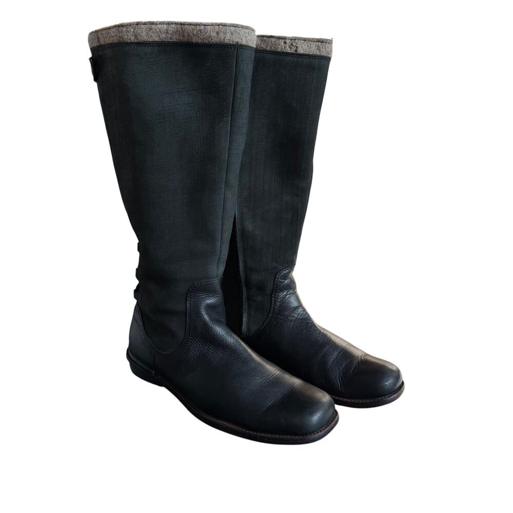 UGG Womens Smithfield 5746 Tall Leather Riding Boots Black Wool Lined Size 10